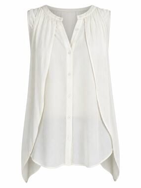 addison Revolve Cascade Hem Button Front Drapey Blouse Ivory Size S